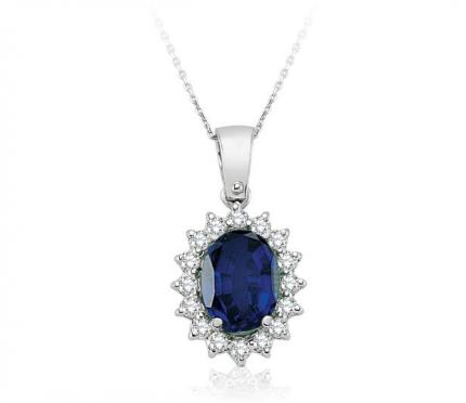 2.20 ct. Pırlanta Safir Kolye